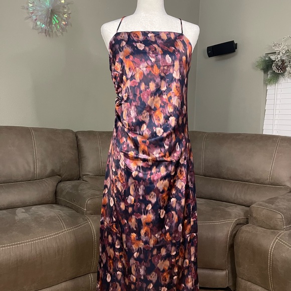 NWT Jason Wu Watercolor Satin Midi Dress in Size M Party Event Wedding Formal - Picture 5 of 10